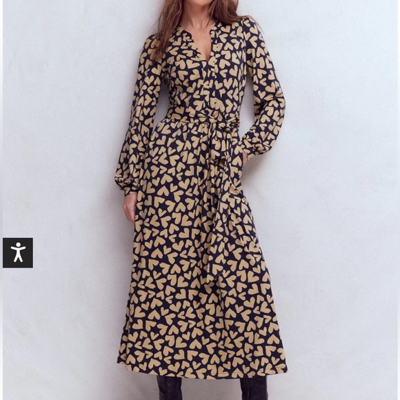 Boden Dresses & Skirts - Boden Naomi Long Sleeve Jersey Dress Women’s French Navy Hearts Scattered 10 R